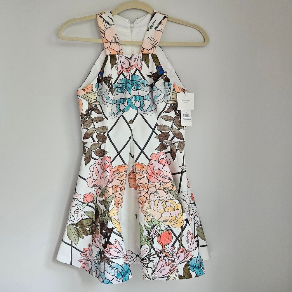 Keepsake The Label Hurricane Mini Dress, Ivory Diamond Floral, Size S